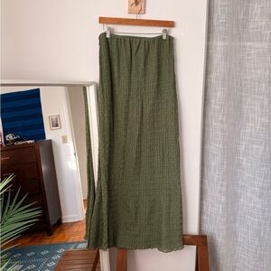 Topshop Textured Maxi Skirt in Olive